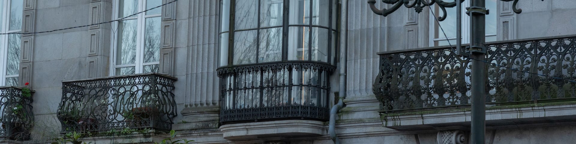 Old balcony in a street of vigo, in the Casco Vello