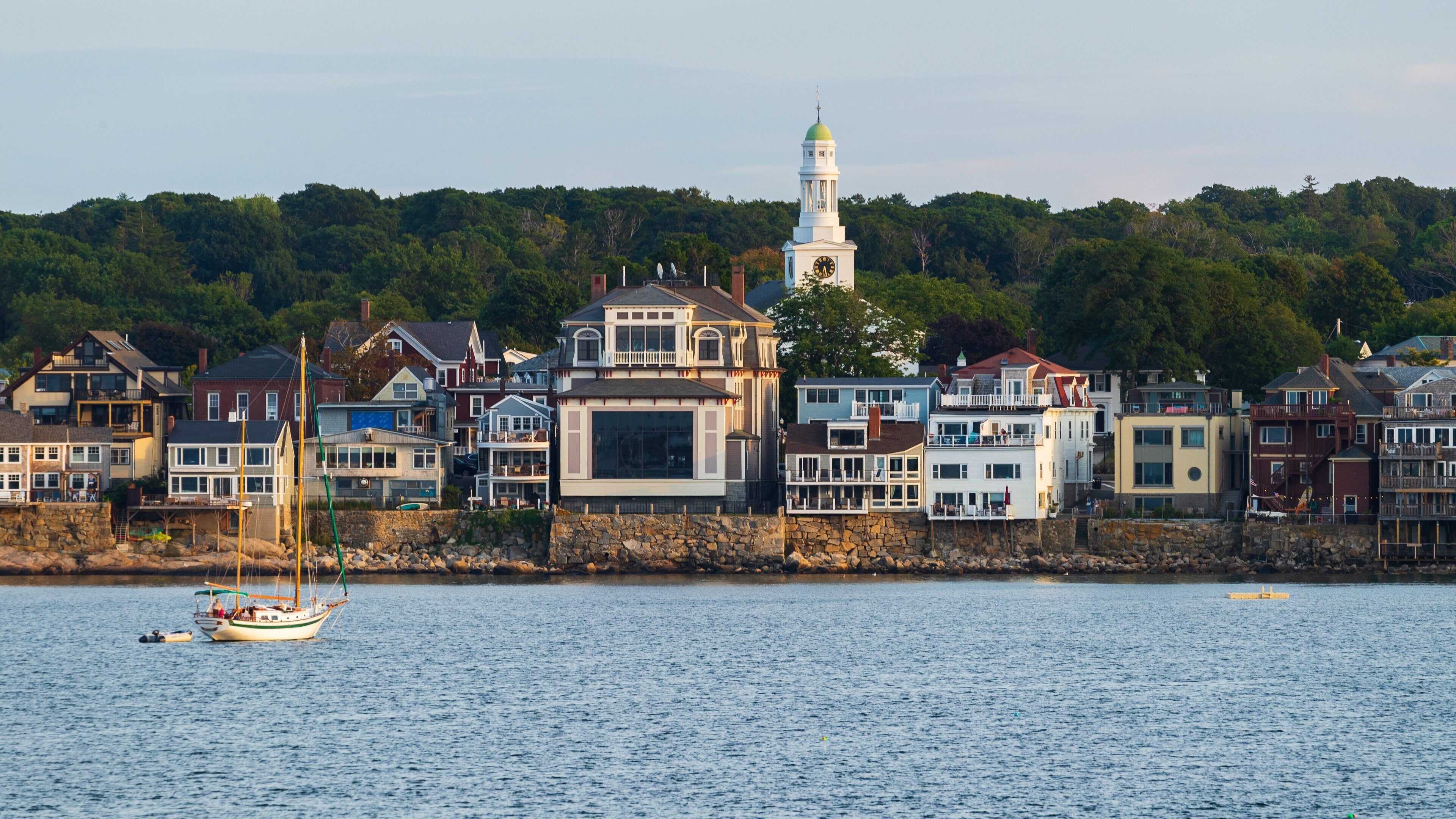Rockport showing sailing and a coastal town