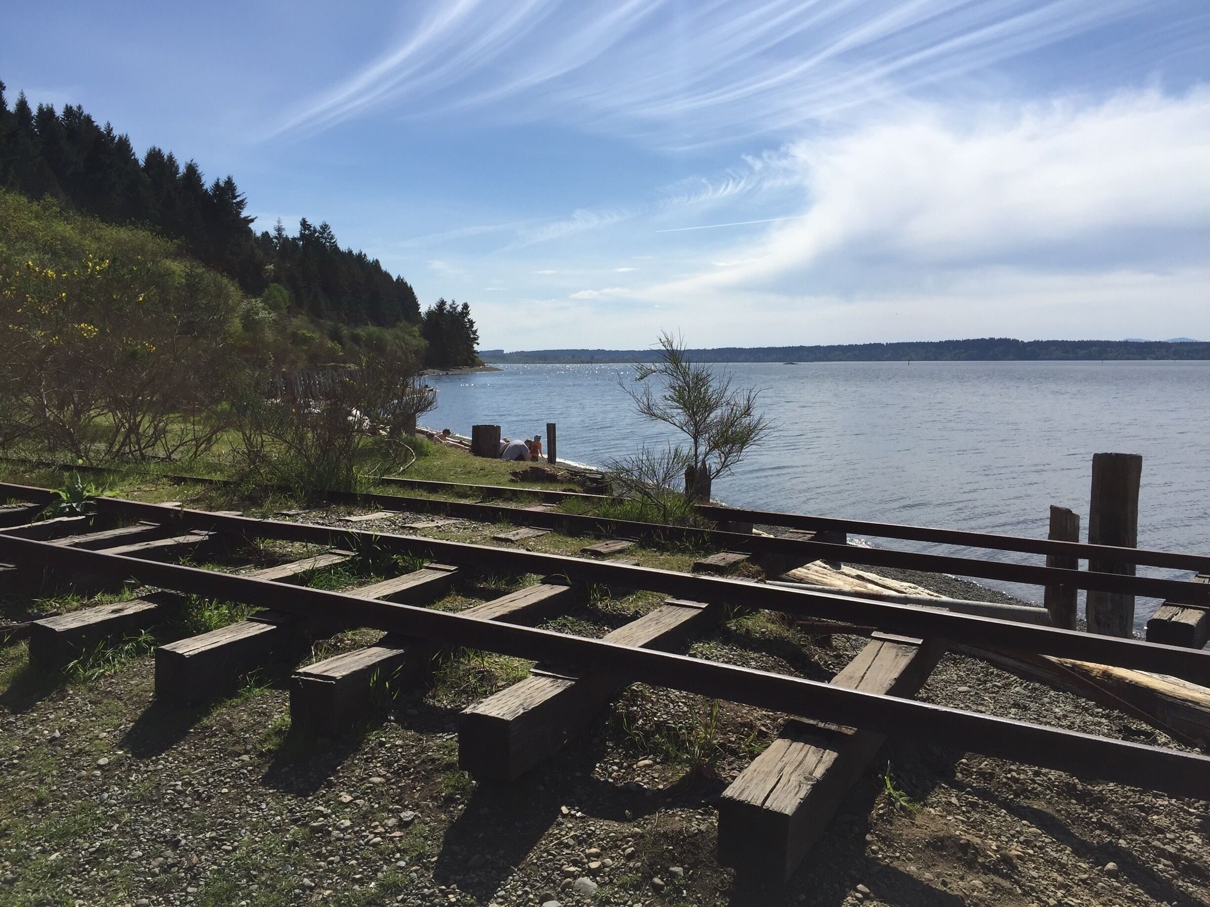 Peaceful beach in DuPont, WA.  It used to be a military loading dock during WWII.