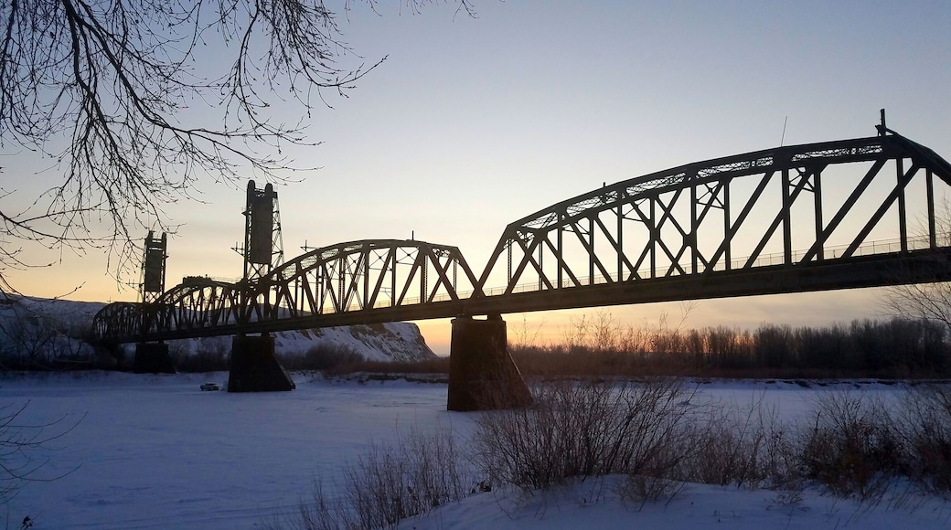 Sundeim Bridge over the Yellowstone River at sunrise. It was a balmy -27°F that morning.