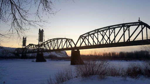 Sundeim Bridge over the Yellowstone River at sunrise. It was a balmy -27°F that morning.