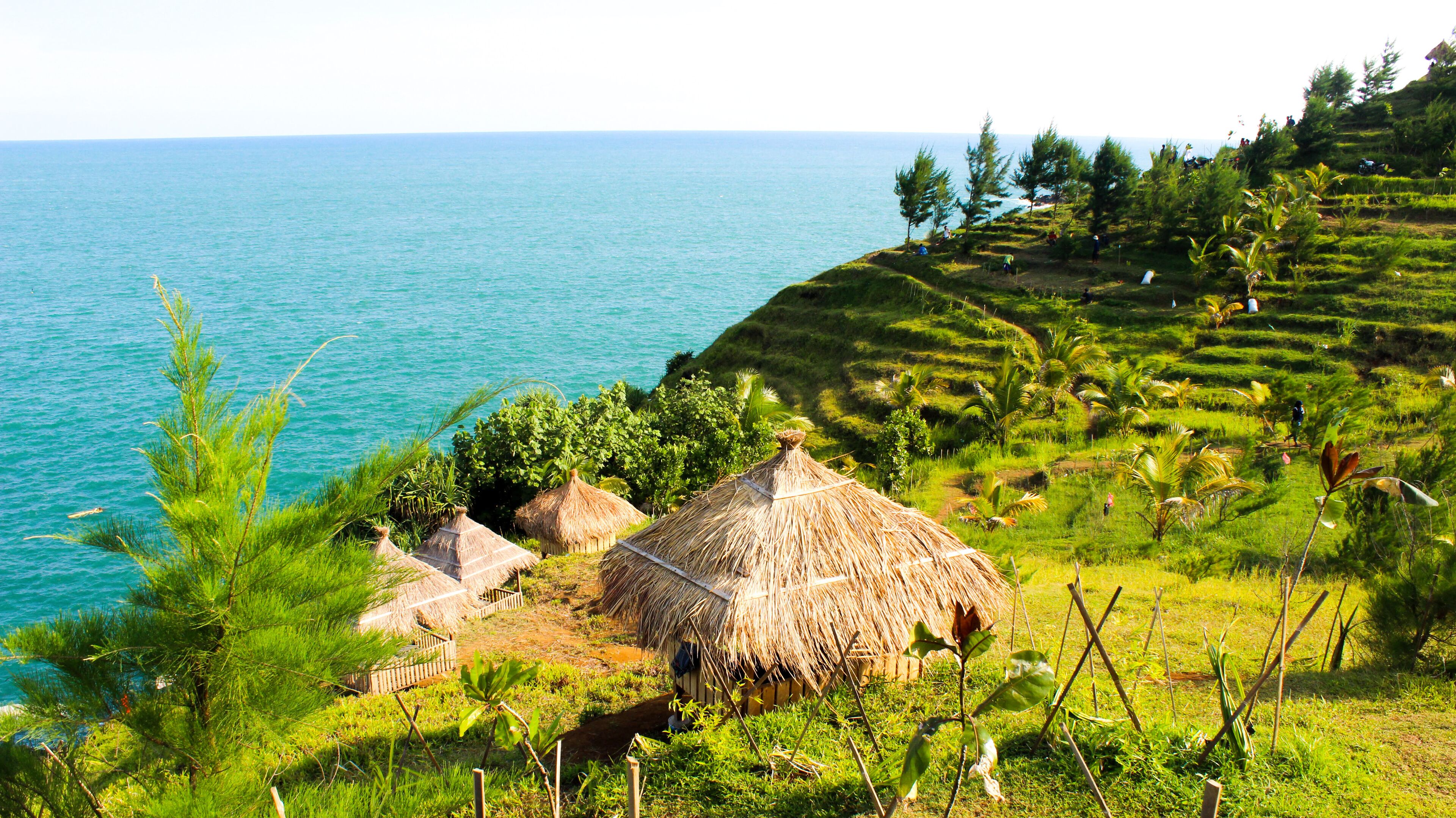 Small huts in Tanjung Menguneng, Karangduwur Village, Kebumen Regency, Central Java.