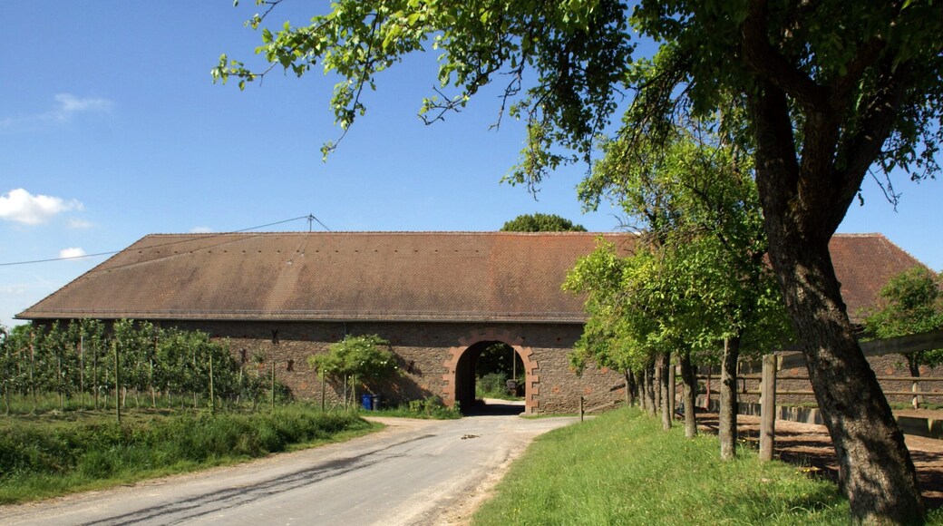 Estate Hauenstein of the community Krombach in Lower Frankonia: access road and entrance