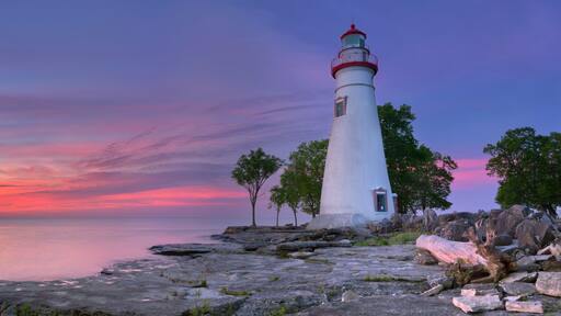Marblehead Lighthouse on Lake Erie, USA at sunrise