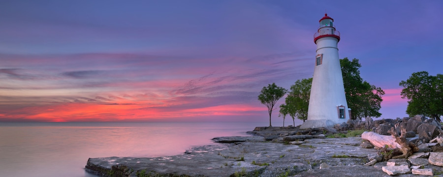 Marblehead Lighthouse on Lake Erie, USA at sunrise