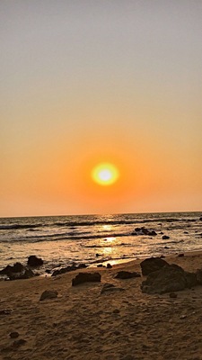 The sunset with beautiful shine before dark , views from my travel with vacation .