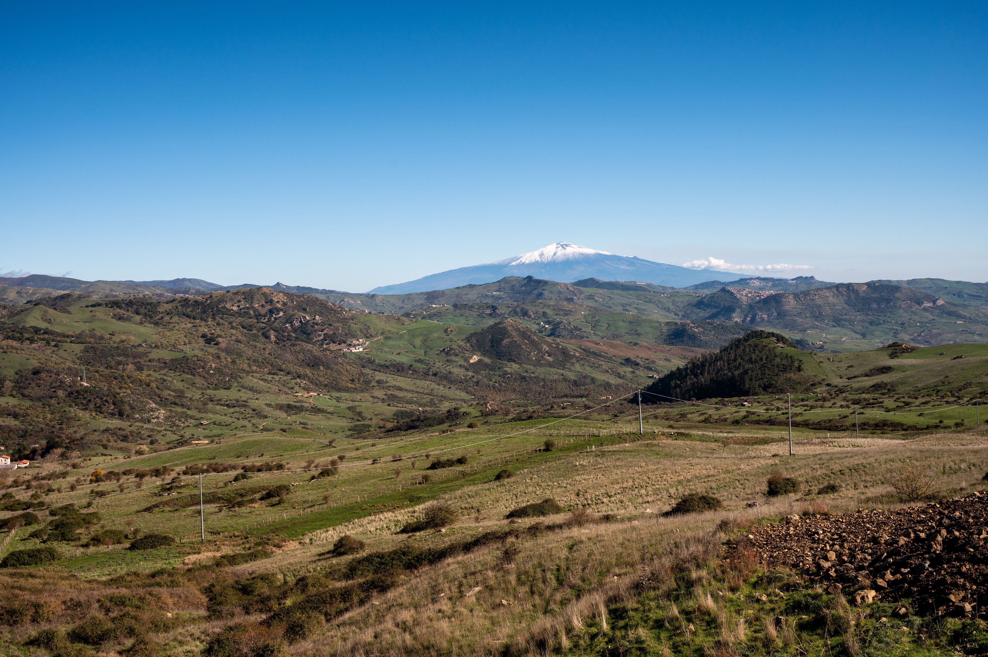 View of Etna volcano from Nicosia in Sicily