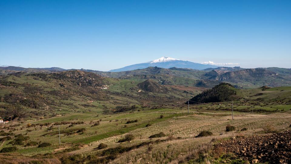 View of Etna volcano from Nicosia in Sicily