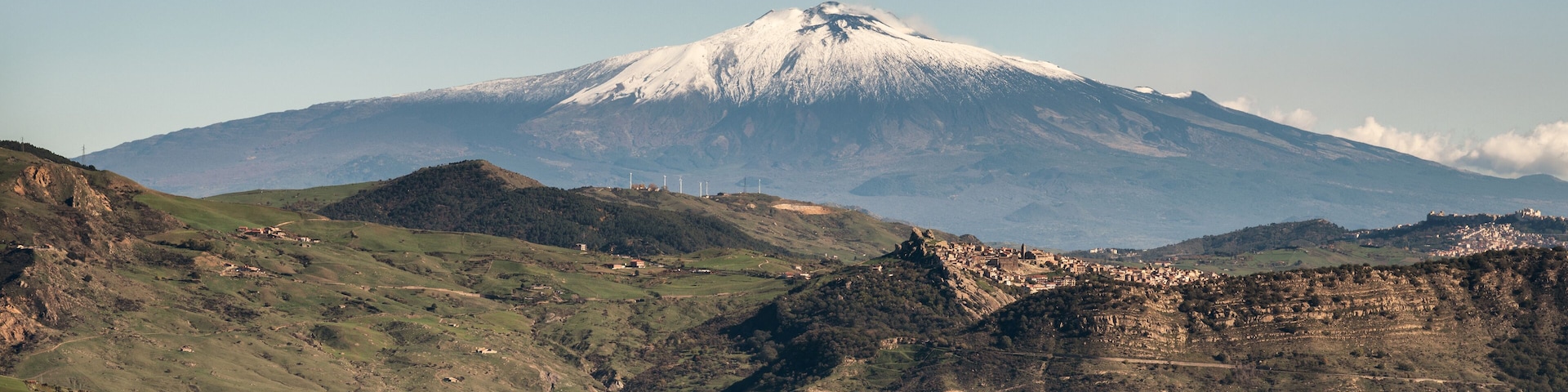 View of Etna volcano from Nicosia in Sicily