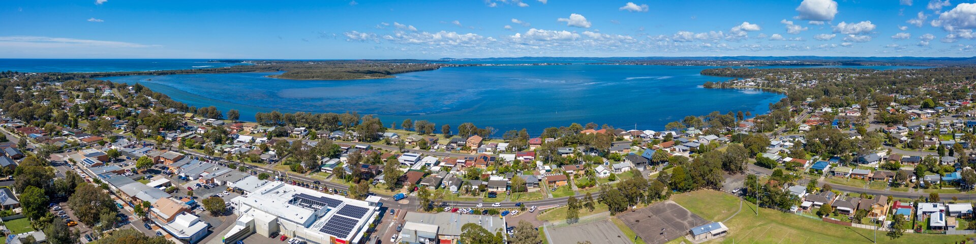 Aerial view of the township of Budgewoi in regional Australia