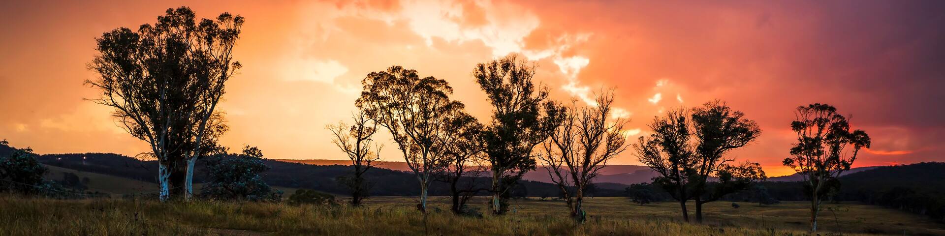 Sunset over Marulan countryside in rural Australia