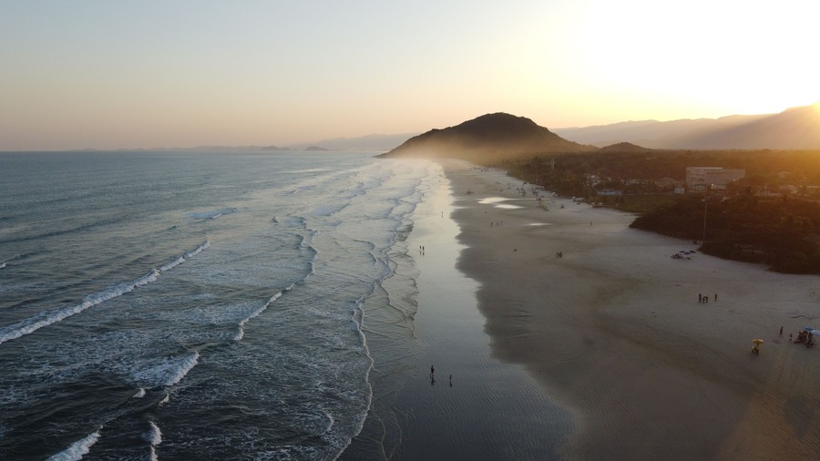 Waves on Boracéia beach - Bertioga - SP - Brazil captured from above on a day in 2022.