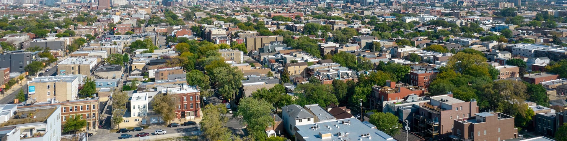 Chicago Aerial View Skyline From Northwest