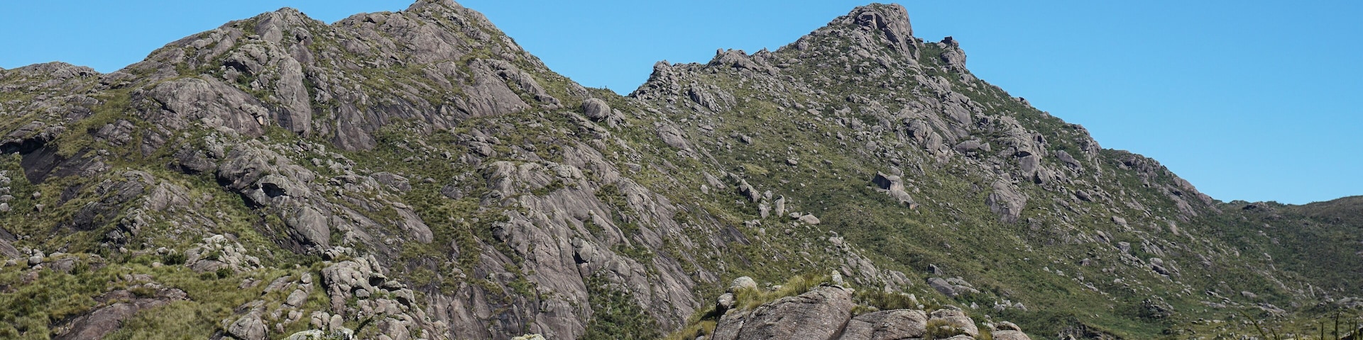 View of Couto Stone (Morro do Couto) on a beautiful sunny day in winter. Itatiaia National Park. Serra da Mantiqueira. Brazil.