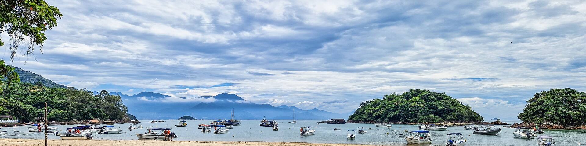 Abraao beach on big island Ilha Grande in Angra dos Reis, Rio de Janeiro, Brazil