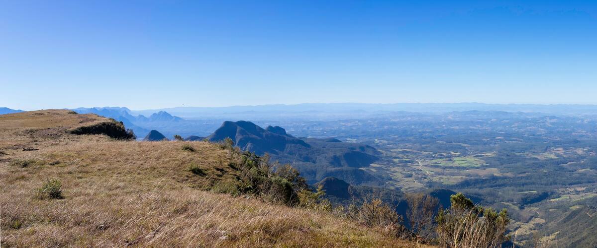 A mountainous landscape with a clear sky.