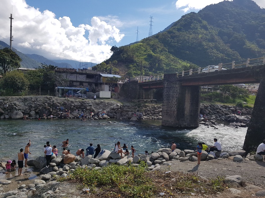 Locals taking a break from the climate. Rio Verde, Ecuador