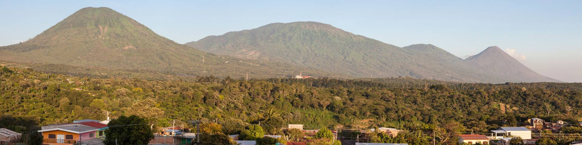 Volcanos of Cerro Verde National Park seen from Juayua