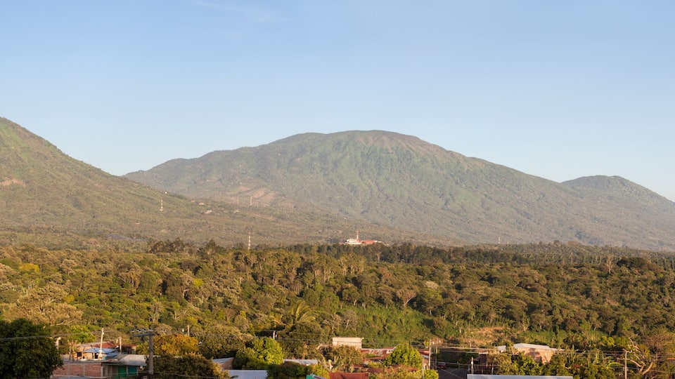 Volcanos of Cerro Verde National Park seen from Juayua