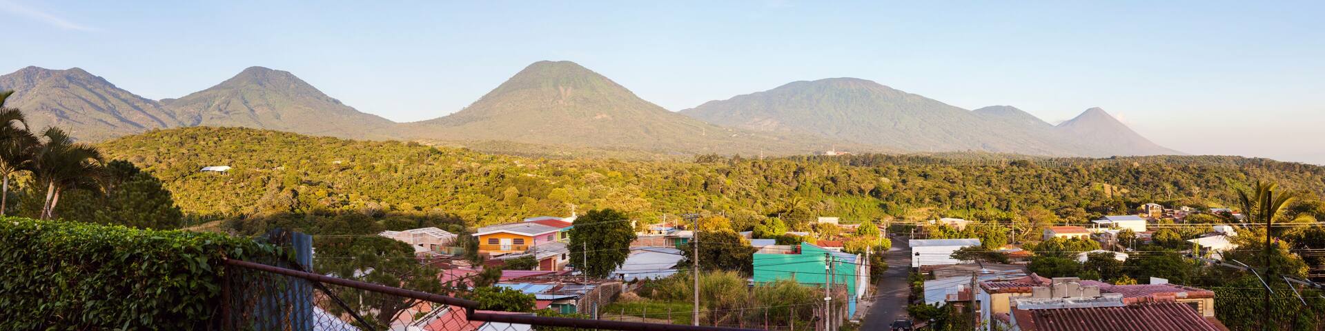 Volcanos of Cerro Verde National Park seen from Juayua