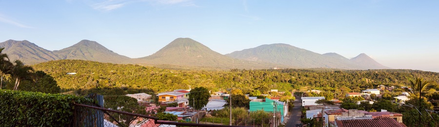 Volcanos of Cerro Verde National Park seen from Juayua