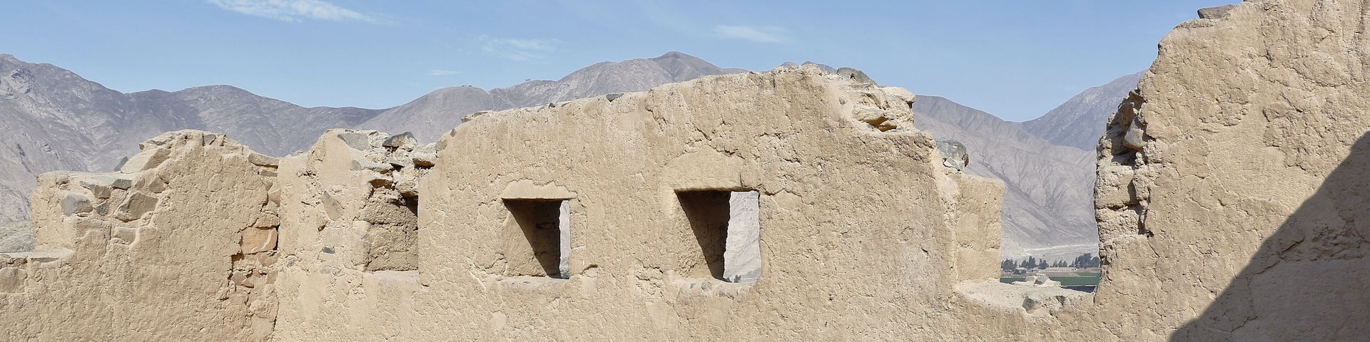 View of the ancient ruins of the archeological zone Huaycan de Cieneguilla. Lima Peru