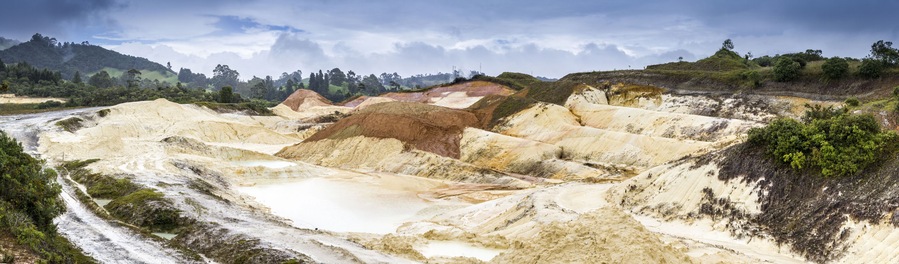Panoramic view of kaolin mine, kaolinite municipality of La Unión Antioquia Colombia