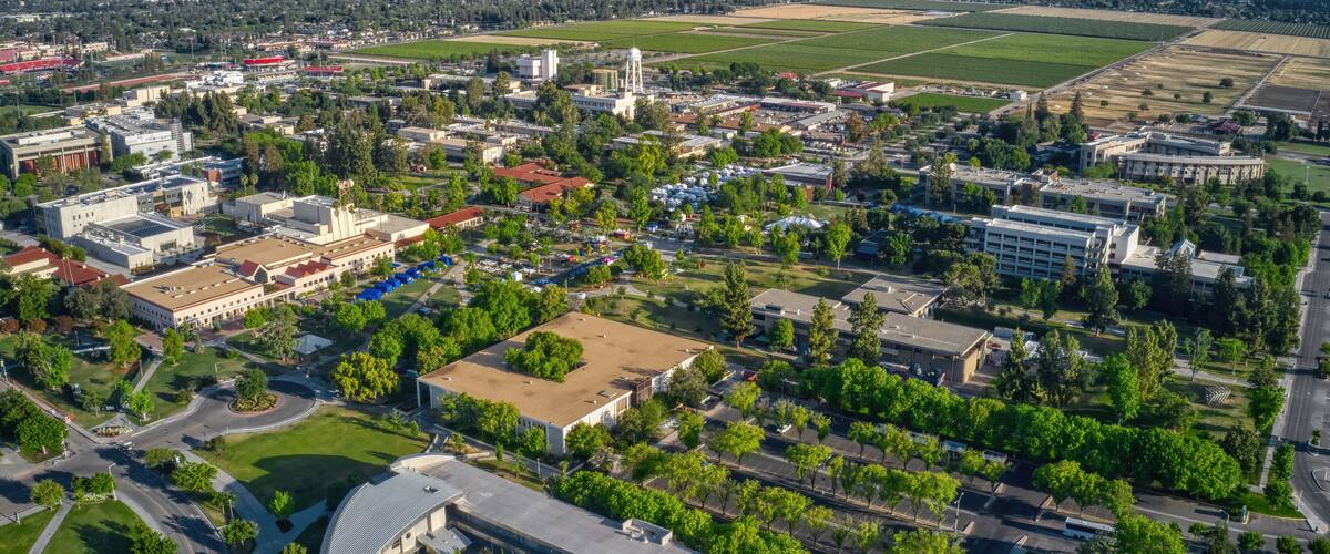 Aerial View of a Public Land University in Fresno, California