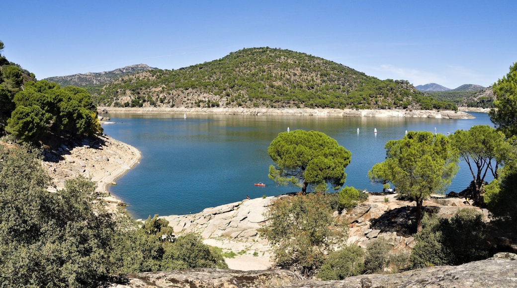 view of the san juan reservoir in the town of san martin de valdeiglesias