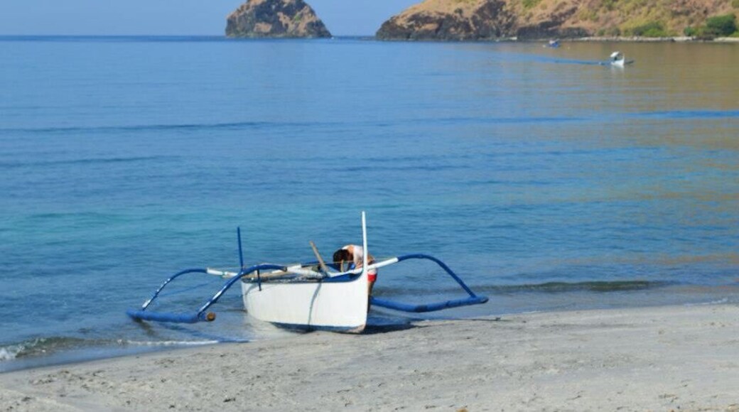 Mixture of volcanic ash and white sand. Anawangin Cove is popular to campers and beach goers alike. Real escape from the city. Nature at its best!!