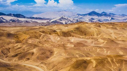 Panoramic aerial view of the desert in Huarmey, North of Lima, Peru.
