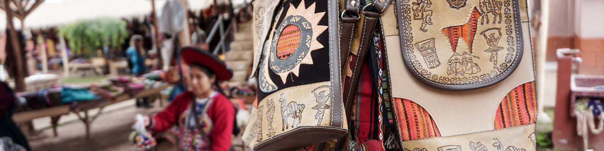 peruvian clothes and bags on the market