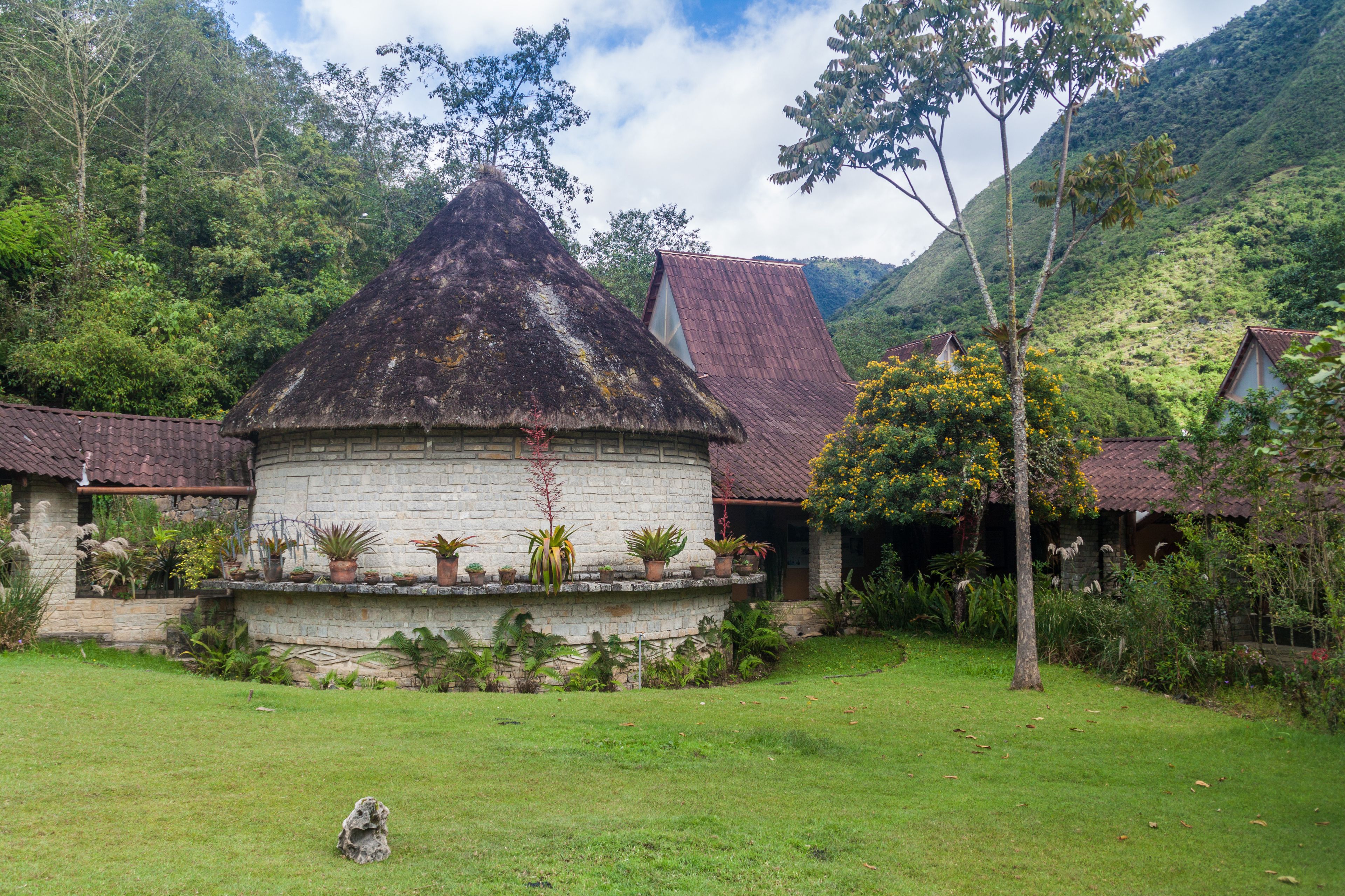 Reconstruction of Chachapoyas culture house at Museo Leymebamba museum, northern Peru. This museum houses mummies found at Laguna de los Condores.