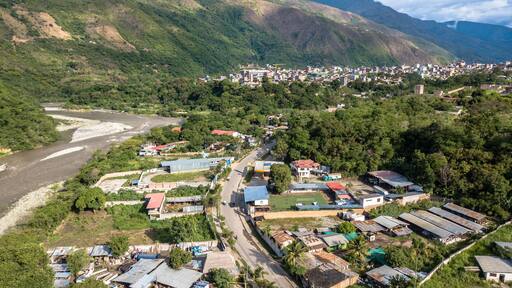 Drone photographs of the city of Quillabamba in the jungle of the Cusco region.