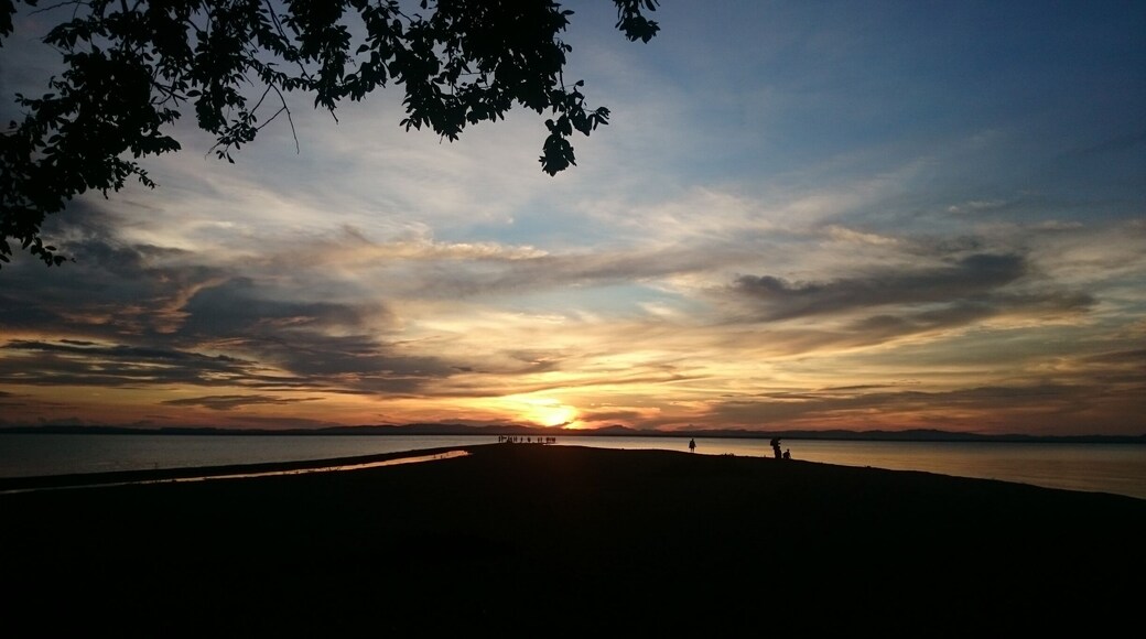 On the lake Nicaragua, ometepe island is formed out of two volcanos, the only place you can see both volcanos is Punta jesus maria. Extreme pretty place and ideal for watching the sunset