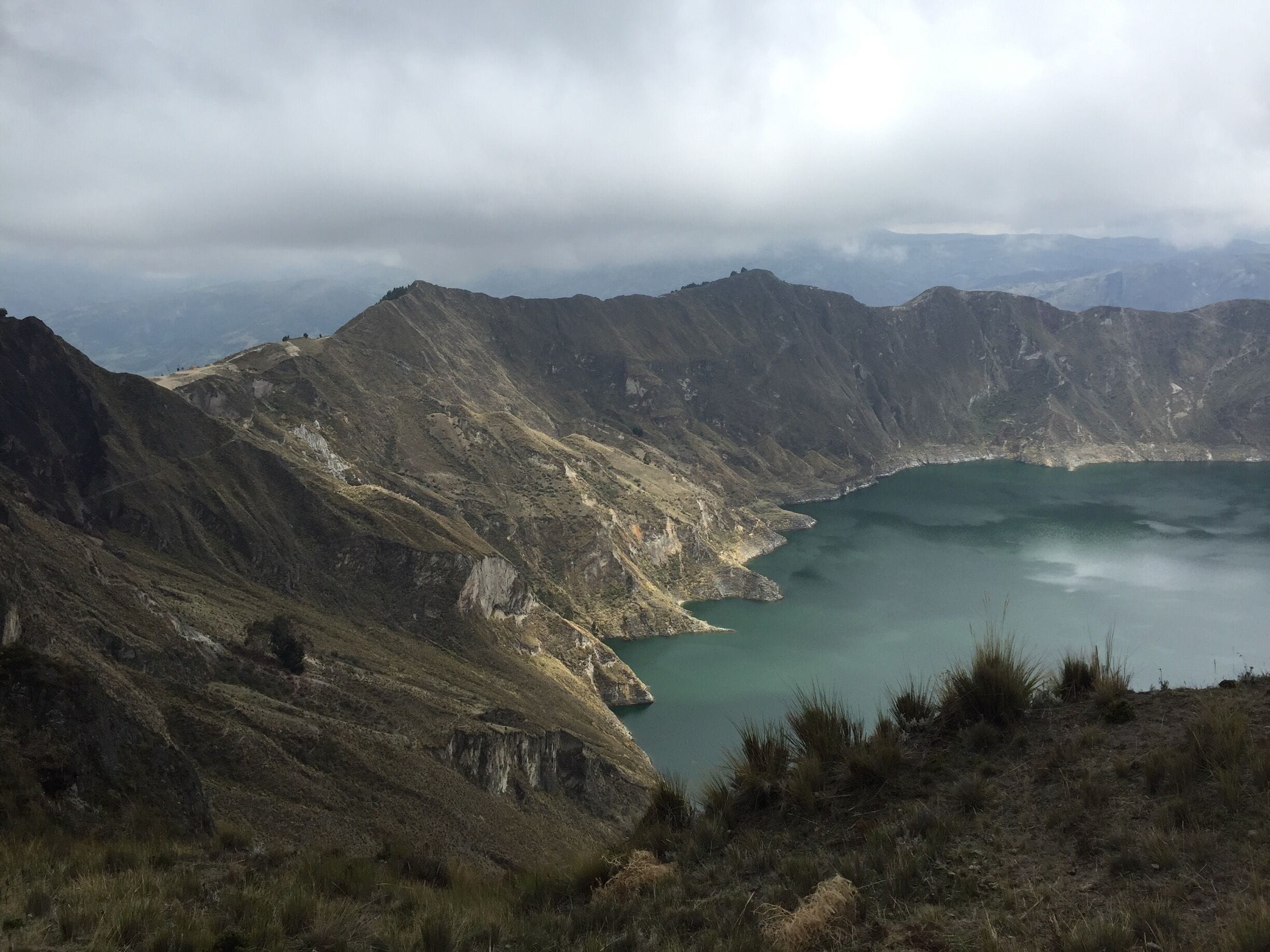 Quilitoa lake from the crater rim hike #hikingtheglobe