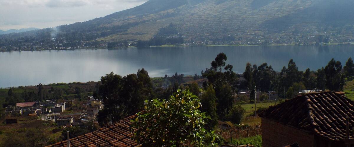 San pablo lake, at the bottom of Imbabura volcano near Otavalo, Ecuador. A lot of water sports available