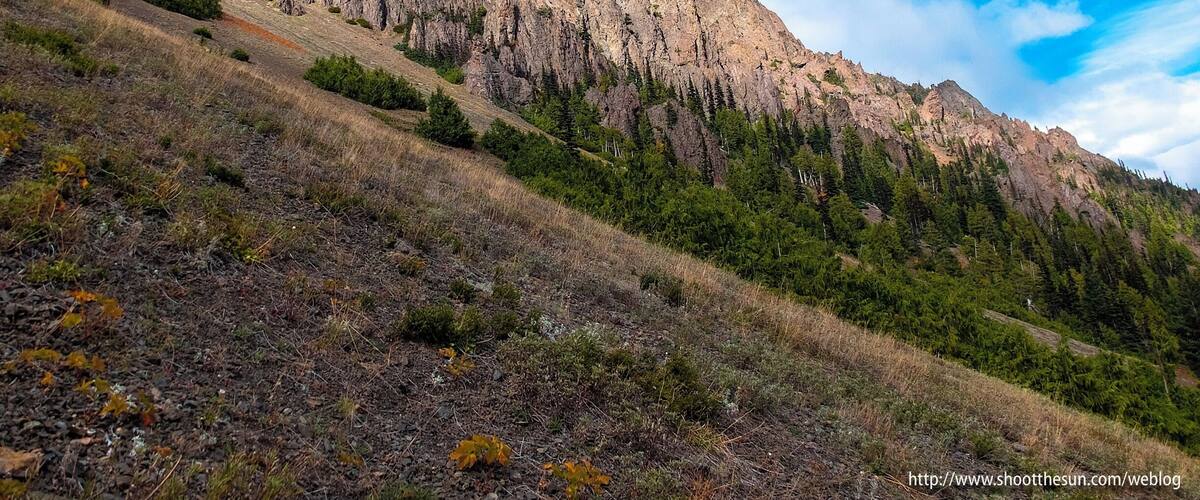 A rugged mountain with a clear sky.