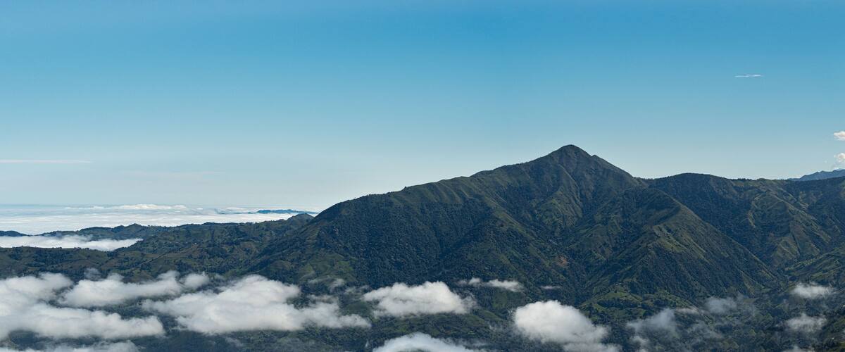 andean landscape in the ecuadorian highlands, mountains and clouds near guaranda