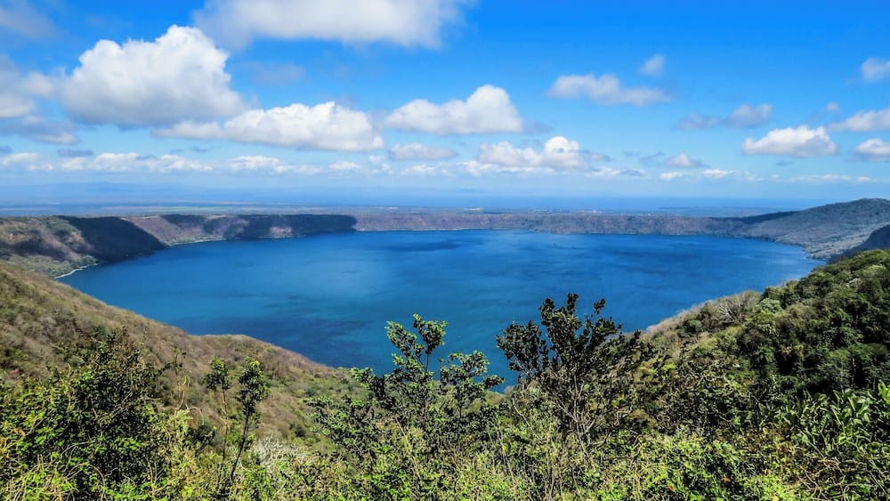 Laguna de Apoyo near Granada, Nicaragua. Geological data suggests that Lake Apoyo originated about 23,000 years ago.