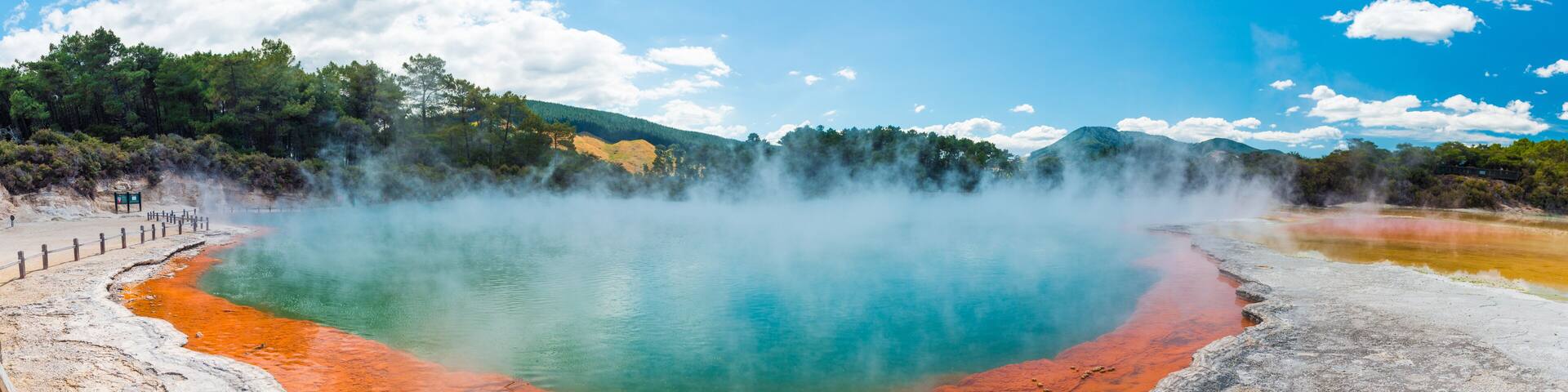 Water boiling in Champagne Pool - Wai-O-Tapu, New Zealand