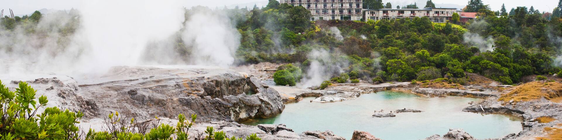 Panoramic Photo of Te Puia Springs, Rotorua, North Island, New Zealand