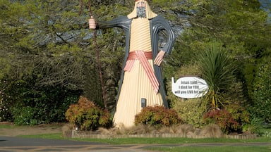 Huge statue of Jesus near road in Tirau, New Zealand