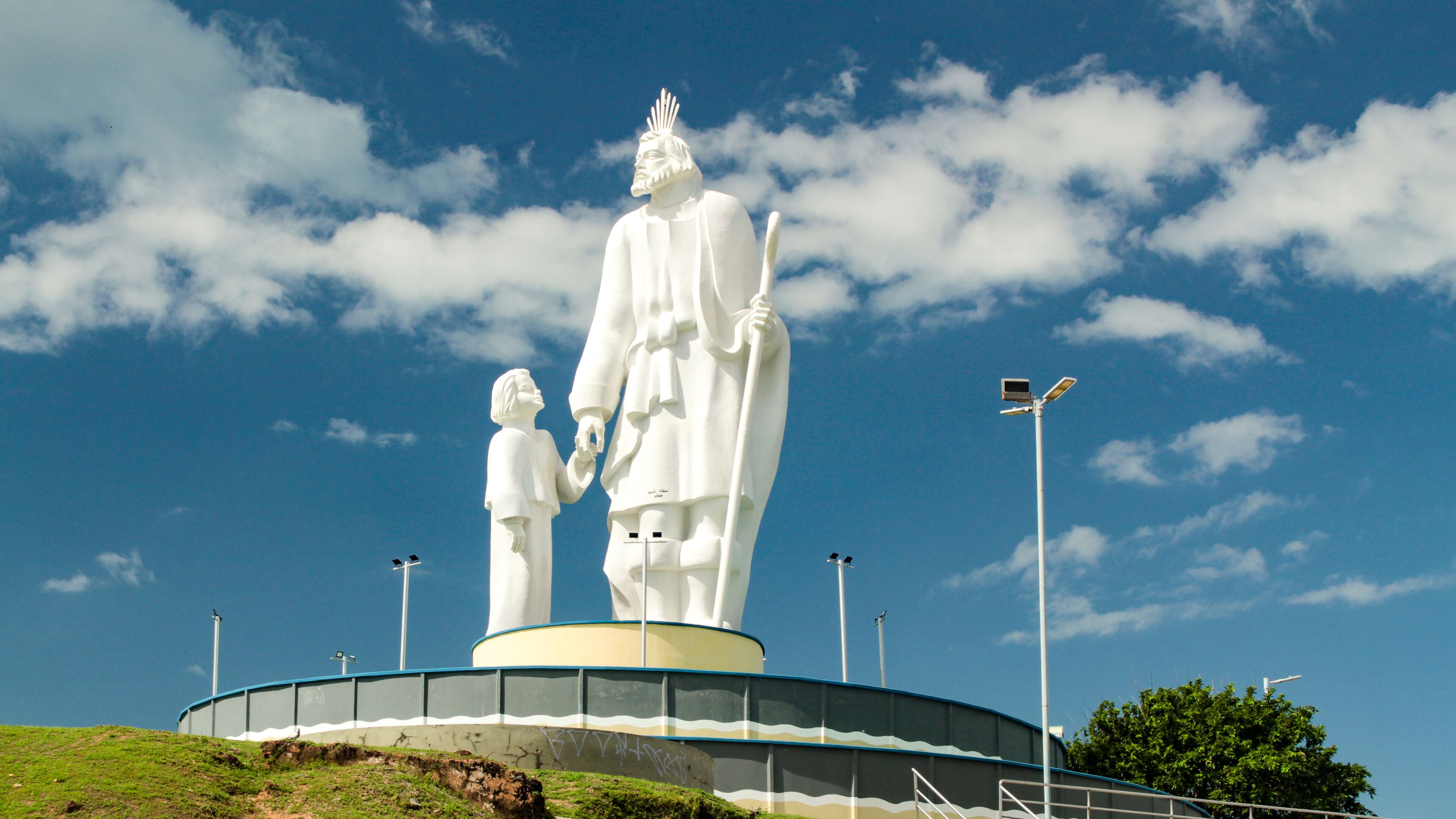 The statue of Saint Joseph holding the hand of his son Jesus, in the city of São José de Ribamar, Maranhão, Brazil