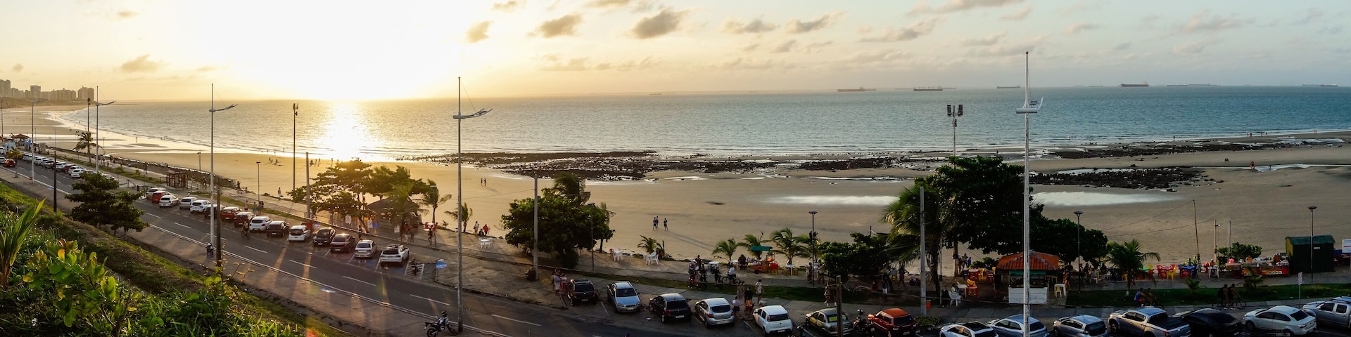 coast city of Sao Luis, Maranhao, Brazil. wonderful sunset with colors reflecting in the sea