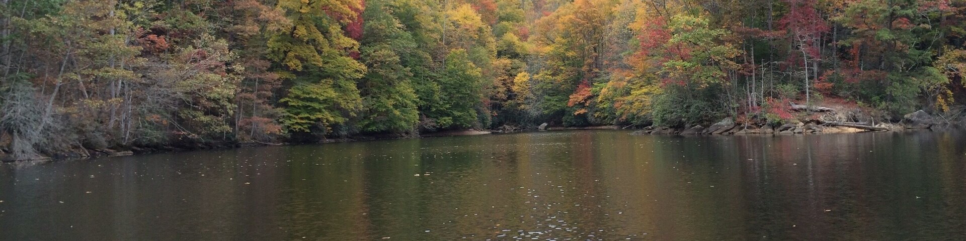 Bear Lake, in the Cashiers area of NC. Fall colors - and if you look very closely in the middle of the "V," you'll see a waterfall.