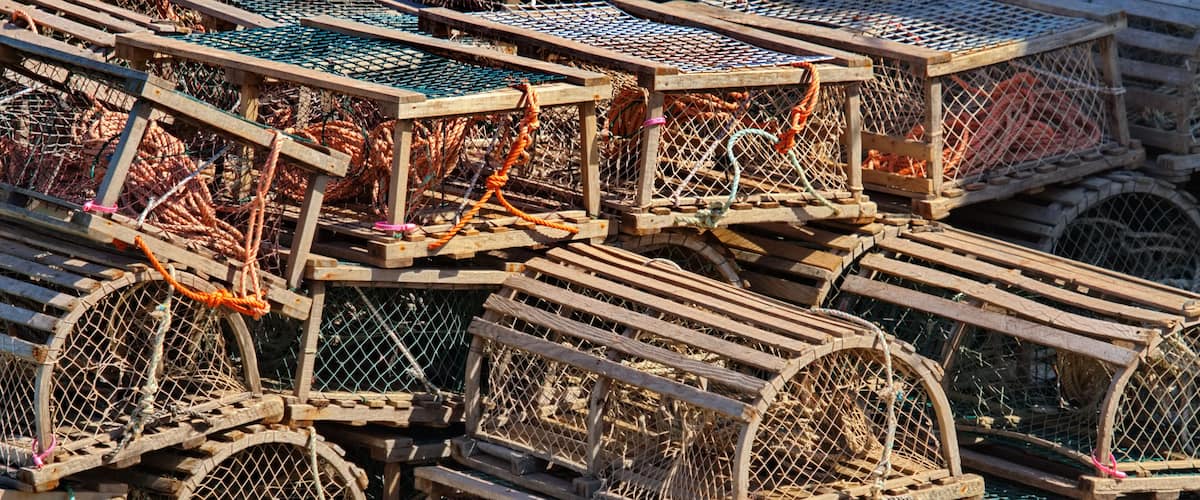 A stack of lobster traps.