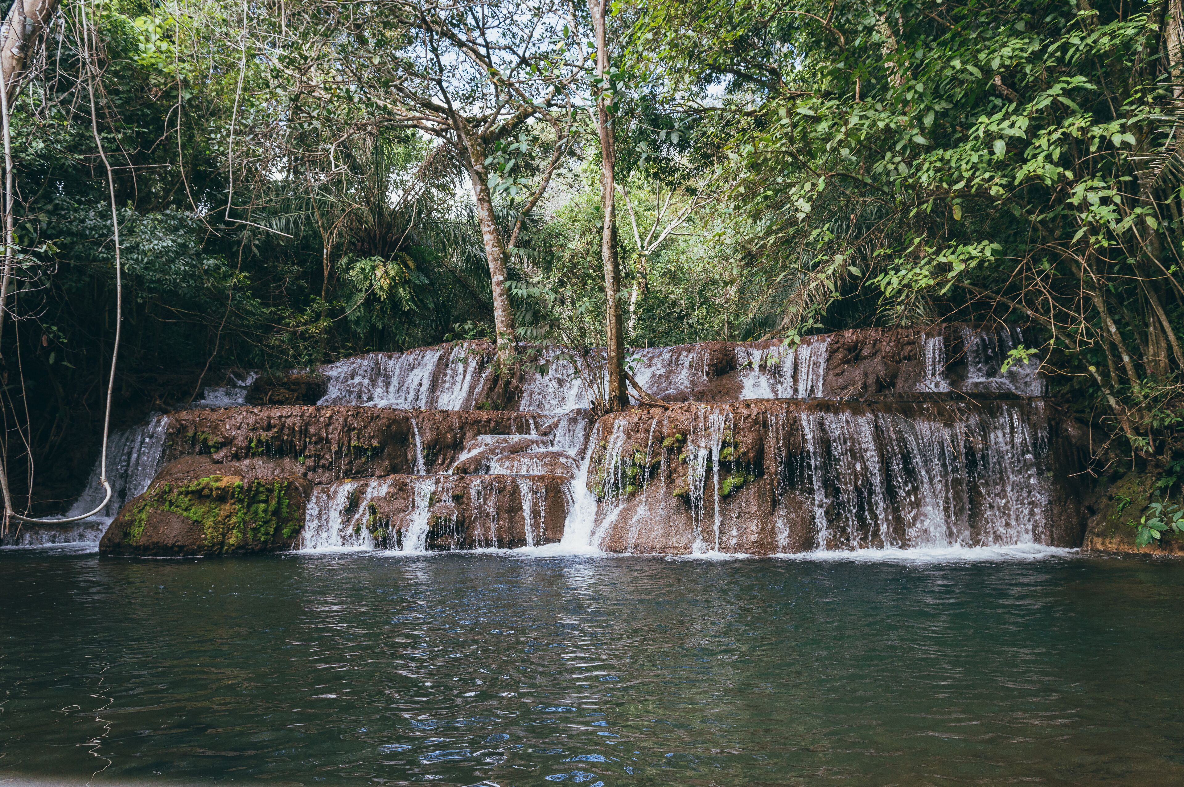 Paradise Cascade at Bonito brazil in Mato Grosso do Sul jungle, Boca da Onça tour