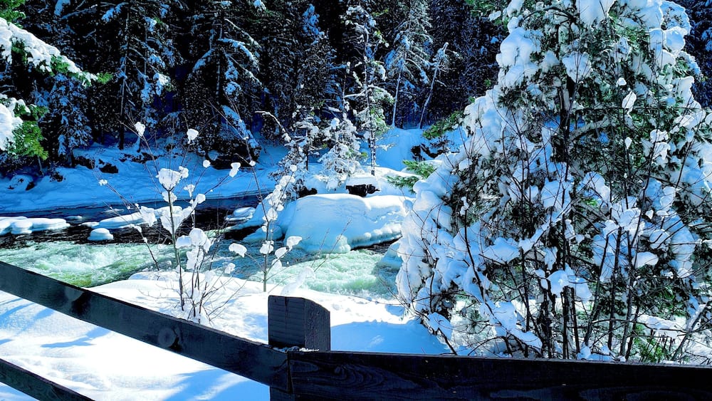 Rawdon Waterfalls in the freezing winter of Quebec
