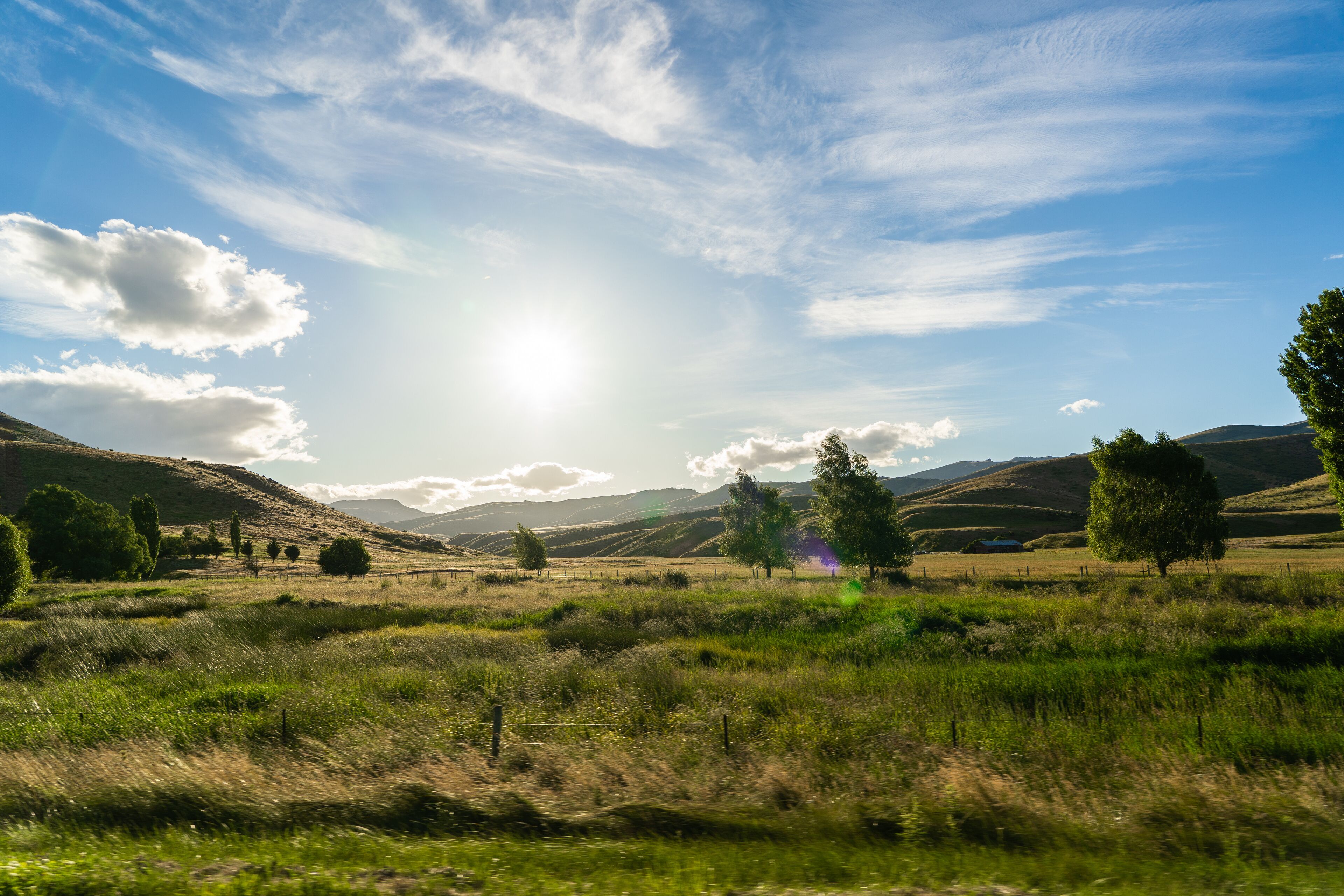 sunset over New Zealand's alps, burkes pass in New Zealand during sunset, beautiful nature during an amazing sunset in New Zealand,